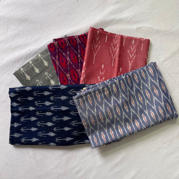 🌟 Festive Combo Offer: Handloom Ikkat Blouse Fabric – Set of 5 (1 Meter Each) 🌟