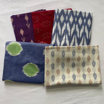 Buy 3 Get 2 Free" offer for the set of 5 blouse fabrics (1 meter each)