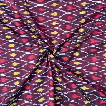 Marron Mersiced Ikkat cotton Fabric