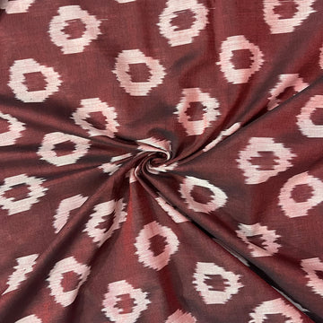 Marron Polka Dots Ikkat Fabric