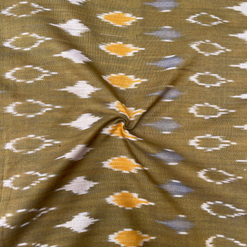 Mersiced Mahendi Green Colour Ikkat Cotton Fabric