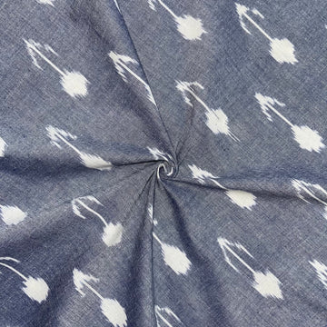 Pestal Blue Color Ikkat cotton Fabric