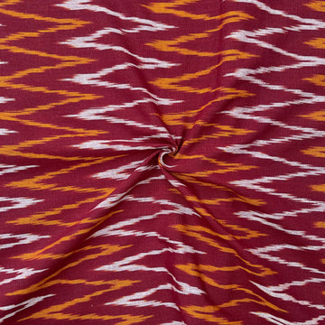 Maroon Colour Ikkat Cotton Fabric