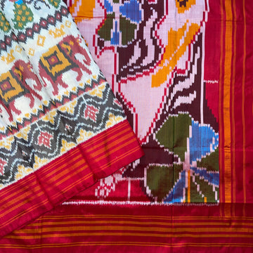 Off white Narikuja Pure Silk Sari