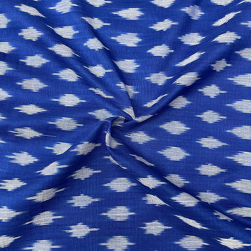 Mersiced Blue colour Ikkat Cotton Fabric