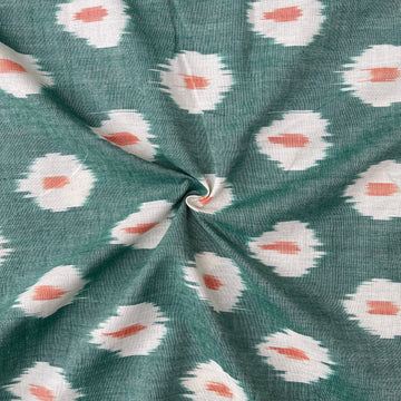 Pestal Green Color Pochampally Ikkat Cotton Fabric