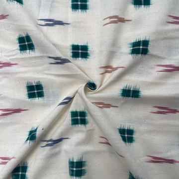 Off White Color Double ikkat cotton Fabric