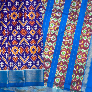 Blue Patola Ikkat Silk Saree