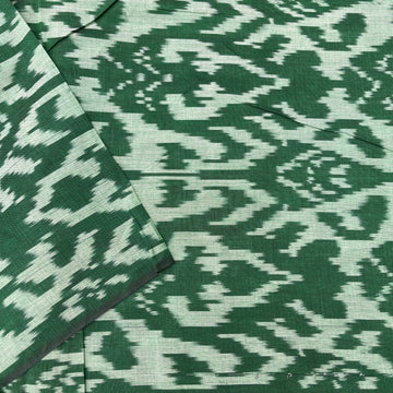 Mersiced Green Colour Ikkat Cotton Fabric