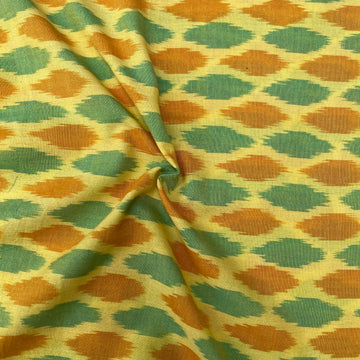 Mersiced Lemon Yellow Colour Ikkat Cotton Fabric