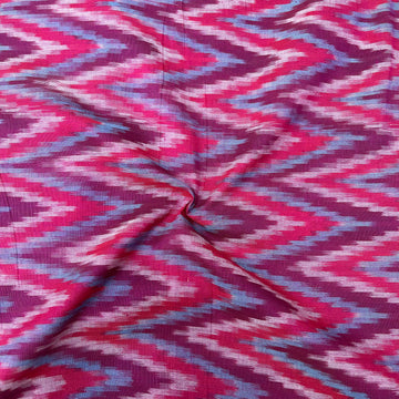 Mersiced Magenta Pink Colour Ikkat Cotton Fabric