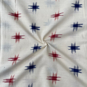 Off white Double ikkat Cotton Fabric