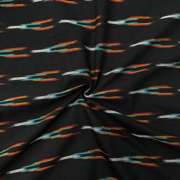 Black Colour Ikkat Cotton Fabric