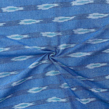 Sky Blue Colour Ikkat Cotton Fabric