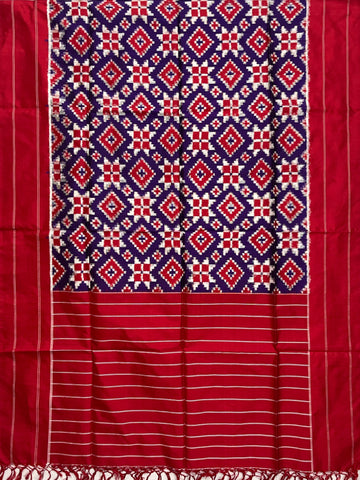 Purple colour Pochampalli Ikkat Handloom silk duppata
