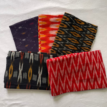 Buy 3 Get 2 Free" offer for the set of 5 blouse fabrics (1 meter each):