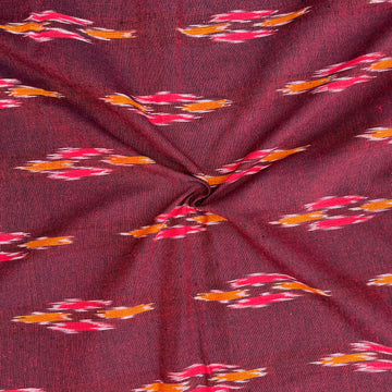 Maroon Colour Ikkat Cotton Fabric