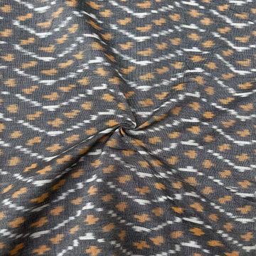 Mersiced Gray Colour Ikkat Cotton Fabric