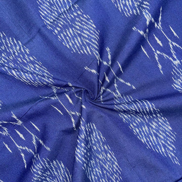 Blue Color Pochampally ikkat Cotton Fabric
