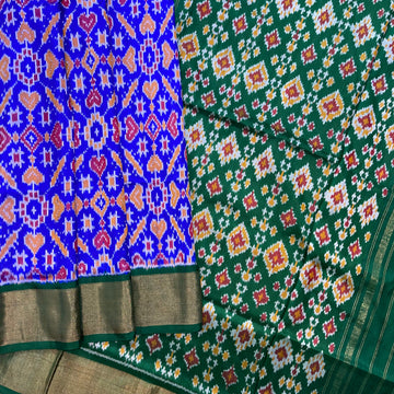 Blue & Green Ikkat Silk Saree