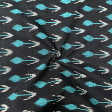 Mersiced Arrow Design Black Colour Ikkat Cotton Fabric