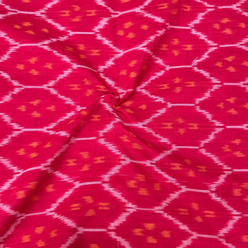 Mersiced Red Colour Ikkat Cotton Fabric