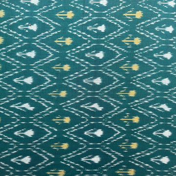 Bottle Green Color Pochampally ikkat Cotton Fabric