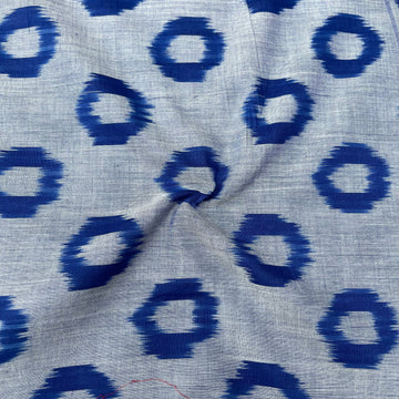Mersiced Circle Design Blue Shade Colour Ikkat Cotton Fabric