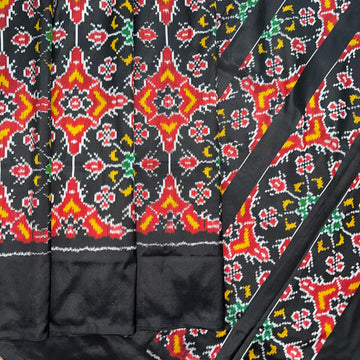 Black Ikkat Silk Sari