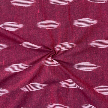 Maroon Colour Ikkat Cotton Fabric