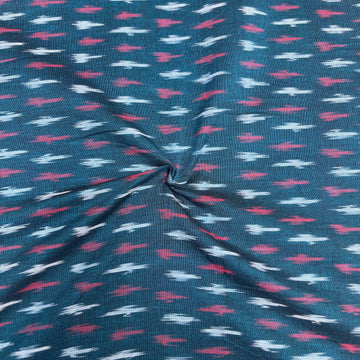 Mersiced Indigo Green ikkat Cotton Fabric