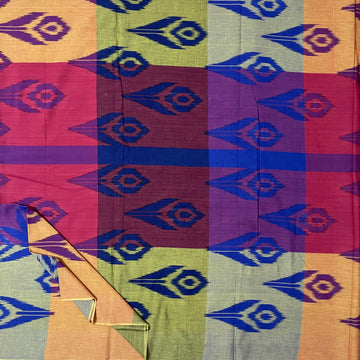 3 colour central Asian Ikkat Fabric