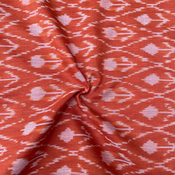 Mersiced Brown Colour Ikkat Cotton Fabric