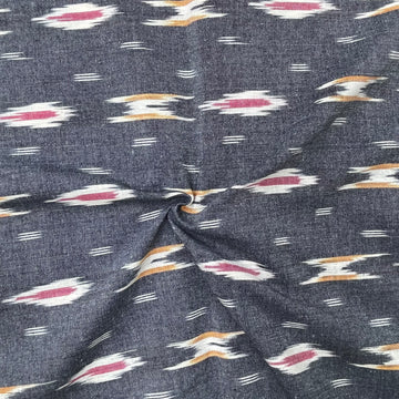 Gray Colour Ikkat Cotton Fabric