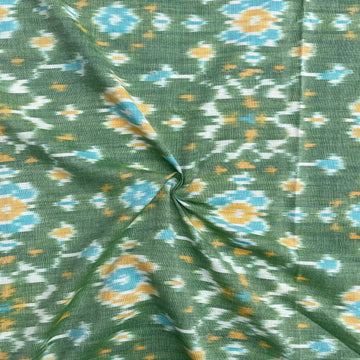Pestal Green Color Pochampally ikkat Cotton Fabric