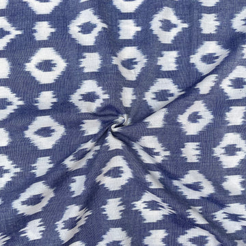 Pestal Blue Color Ikkat cotton Fabric