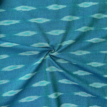 Green Colour Ikkat Cotton Fabric