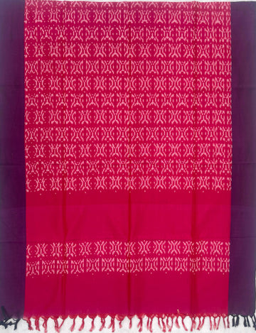 Pochampally Ikkat Cotton Duppata In Pink & Wine Colour