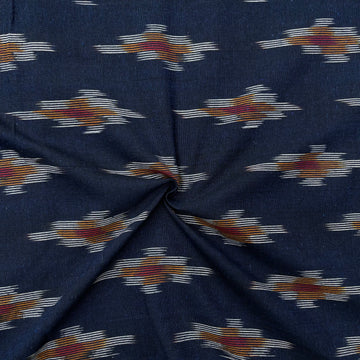 Navi Blue Colour Ikkat Cotton Fabric