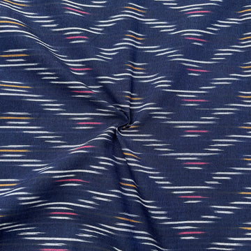 Navy Blue Colour Ikkat Cotton Fabric