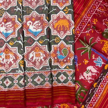 Narikunj Patola Ikkat Pure mulberry Silk Sari