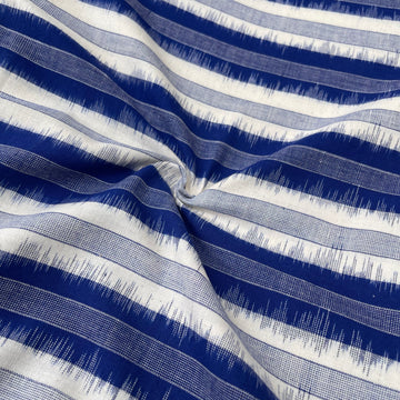 Strips Blue Ikkat Cotton Fabric