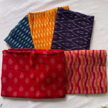 🌟 Festive Combo Offer: Handloom Ikkat Blouse Fabric – Set of 5 (1 Meter Each) 🌟