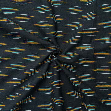 Black Colour Ikkat Cotton Fabric