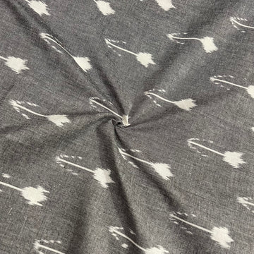 Gray Color Flower Design Pochampally ikkat Cotton Fabric