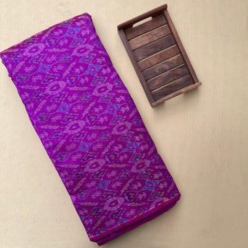 Purple Color Ikkat Raw silk Fabric