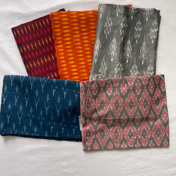Buy 3 Get 2 Free" offer for the set of 5 blouse fabrics (1 meter each)