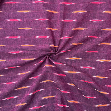 Wine Colour Ikkat Cotton Fabric