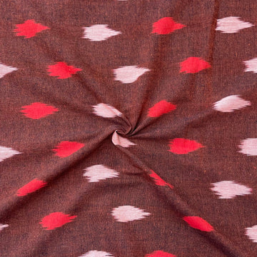 Brown Colour Ikkat Cotton Fabric