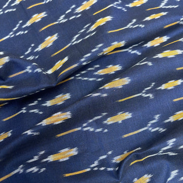Merisced Navi blue ikkat Cotton Fabric